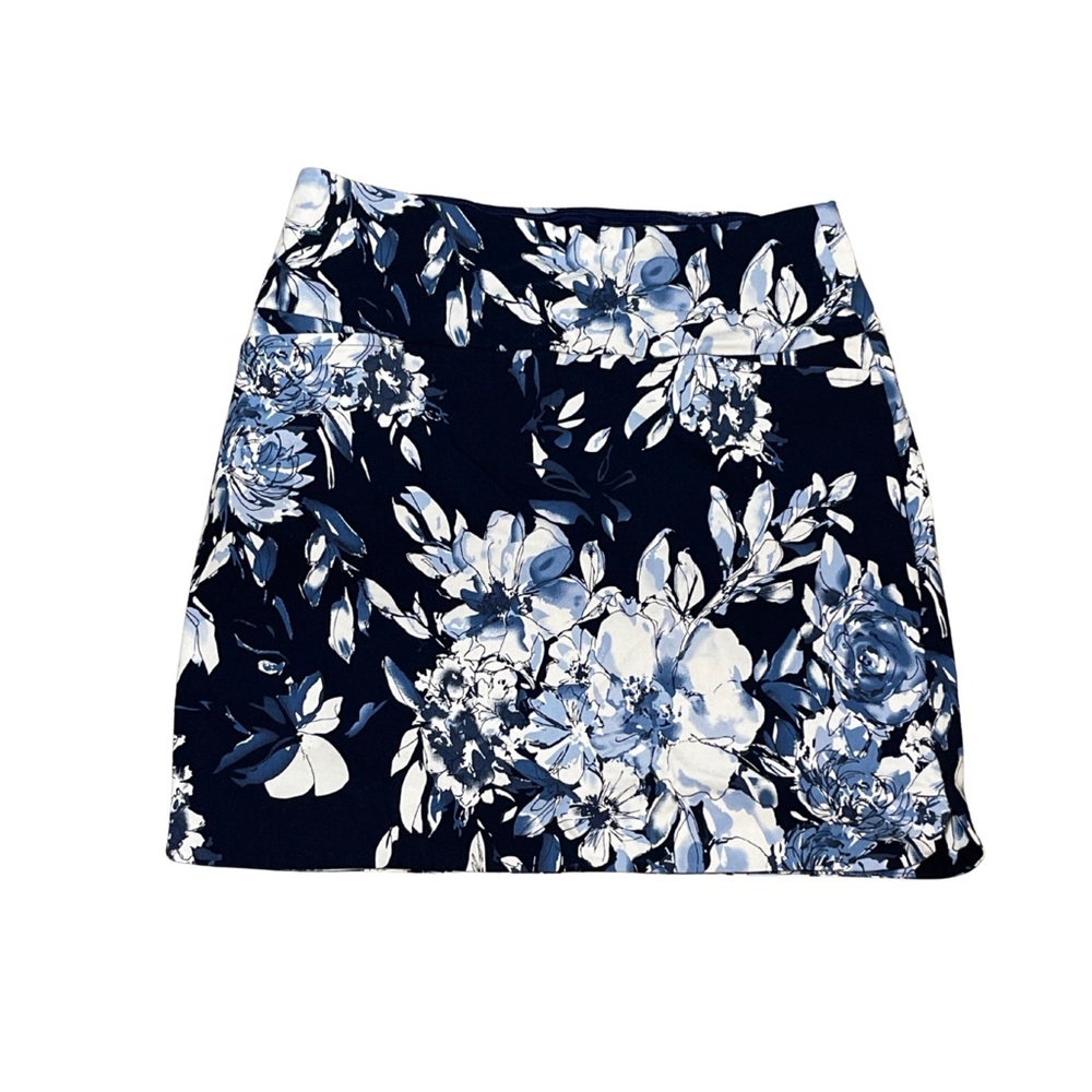 Navy and White Womens Floral Skort